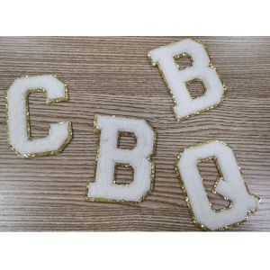 Towel Embroidered Letter Patches Heat Transfer Labels For Clothes