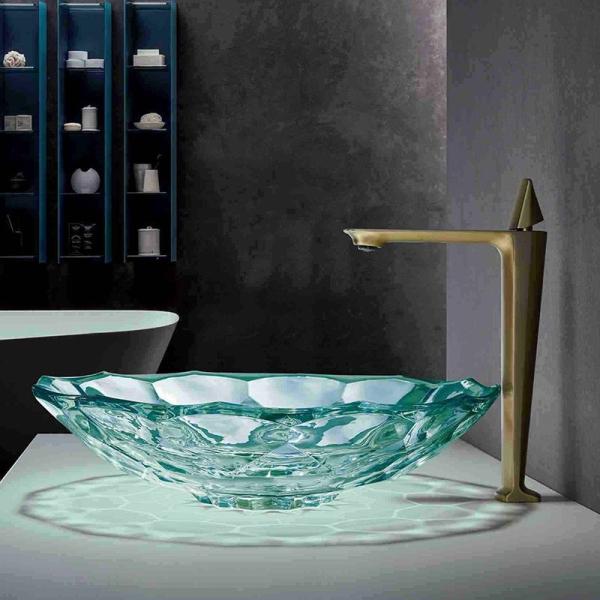 Quality Clear Bathroom Glass Wash Basin Green Color Latest Style OEM for sale