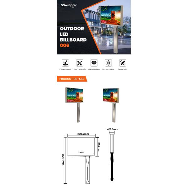 Easy installation steel digital display led screen outdoor P 6 advertising sign boards