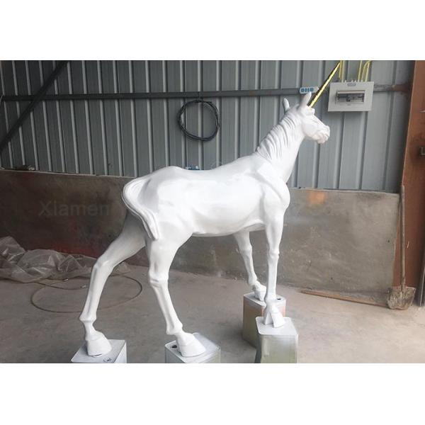 White Fiberglass Unicorn Statue , Large Outdoor Fiberglass Statues Height 120cm