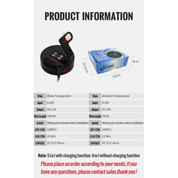 Wholesale Multifunction Display for Time Temperature LED digital voltmeter Motorcycle Meter