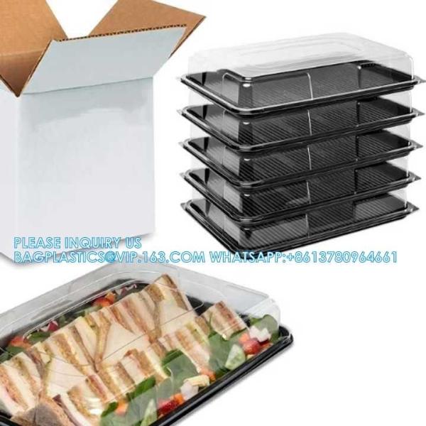 Rectangle Cake Platter With Lid Reusable Buffet Catering Sandwich Trays Disposable Food Snack Party Platter Lid