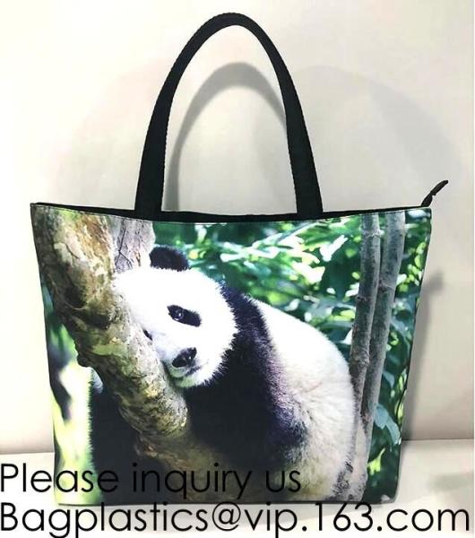 Quality Lady Handbag Woman Color Panda Print Bag,Cute Chinese Panda custom print tote bag,Promotional Custom Logo Printed Organi for sale