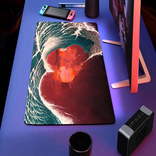 Custom Wave Mousepad Gaming Mauspad 40X90 Rubber Desk Mat for Improved Precision