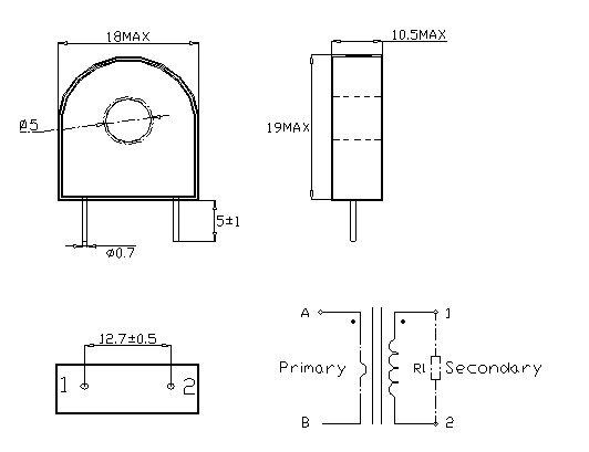 Copper Wire Mini Current Transformer Inflammable Epoxy Resin PB Free Two Winding