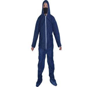 ISO9001 Approved Chemical Resistant Disposable Coveralls With Front Zipper