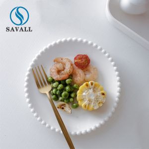 China Household Nordic Pearl Edge Ceramic Western Food Plate wholesale