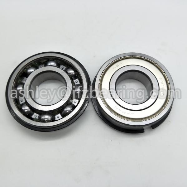 NSK Bearing 6307ZNR Single Row Deep Groove Radial Ball Bearing with Snap Ring, Normal Clearance, Steel Cage, 35 mm Bore