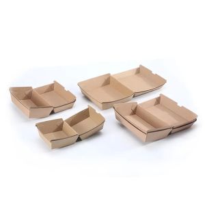 OEM Food Kraft Paper Cardboard Hamburger Boxes Takeaway Packing