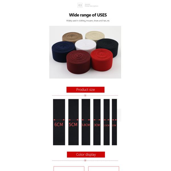 Color Knitted Braided Elastic Band TCZM01 05 Factory Wholesale White Black Bags Shoes Spandex Technics Time Lead Support Feature