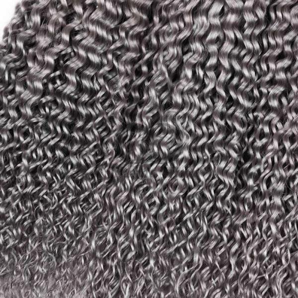 #T1B/Grey Kinky Curly Remy Human Hair Bundles Sew In Weave Bundles Brazilian Bundle Deals