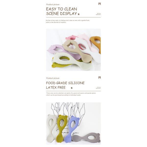 New Arrival Baby Spoon Food Grade Silicone Spoon With Toddler Eco Friendly Kids Feeding Baby Animal Style Silicone Spoon