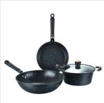 Black Flat Bottom Cooking Frying Non Stick Cast Iron Cooking Set
