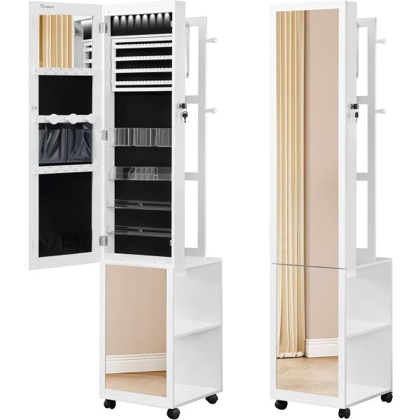 Wood Full Length Mirror Cabinet Frameless Mirror Jewelry Cabinet Modern