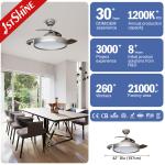 Modern 35W LED Retractable Ceiling Fan Light Dimmable ABS Blades