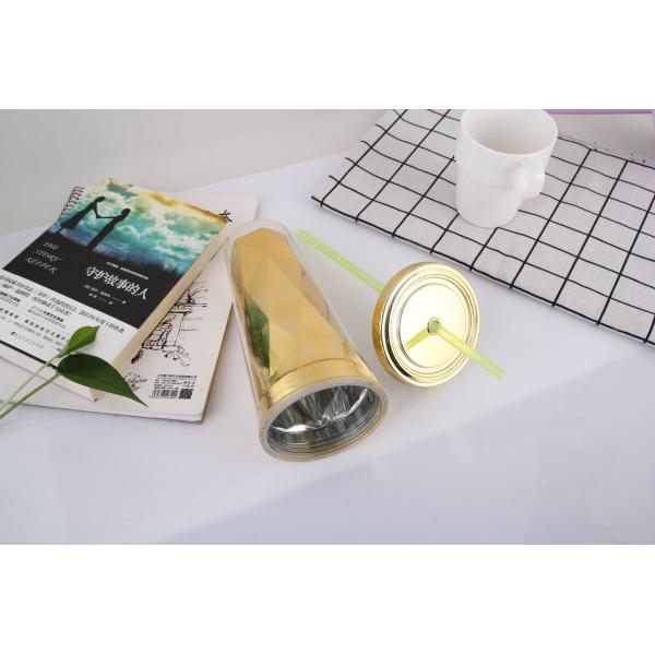 650ml Double-Layer Electroplated Plastic Straw Cup Summer With Lid Transparent Water Cup Creative Juice Cup