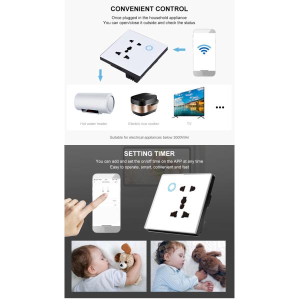 Smart Home Wifi Support Socket Voice Control Power Point Uk Standard 5 Pin Universal Wifi Socket Compatible Alexa&google