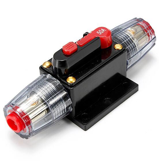 50A 50AMP Car Audio Circuit Breaker Inline Fuse Holder for 12V System Protection
