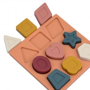 China Silicone Puzzle BPA Free Eco Friendly Silicone Toy Shape Geometric Stacking Toys wholesale