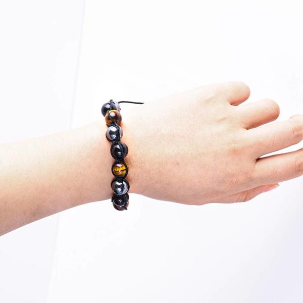 Adjustable Handmade Braided Rope Natural Triple Gemstones Beads Bracelet