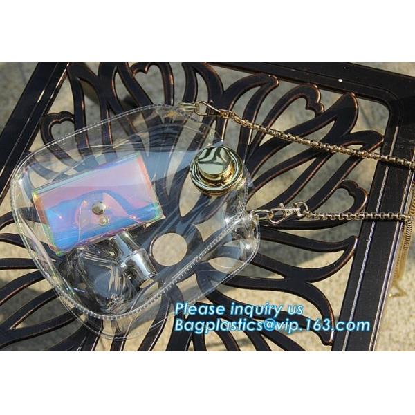 fashion ladies college girl summer beach jelly clear PVC handbag shoulder chain bag, Fashion Women PVC Transparent Tote