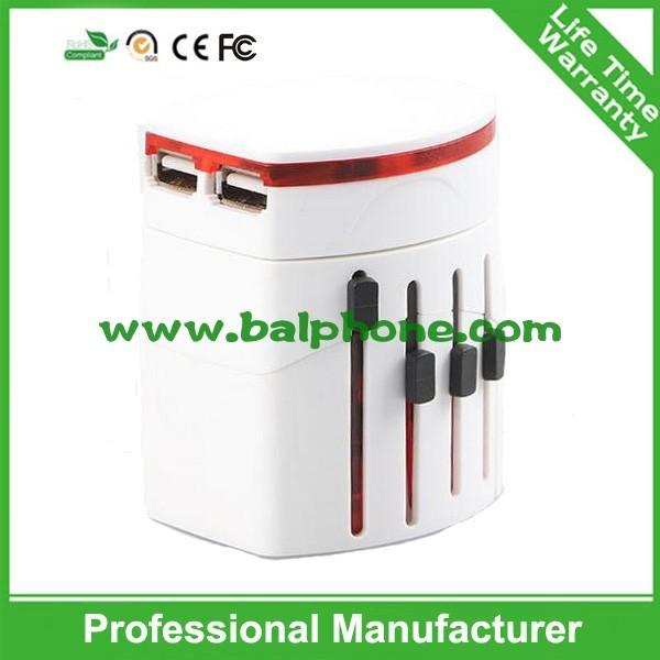 Quality 2016 new dual usb universal travel adapter with USA/Australia/Europe/UK worldwide plugs for sale