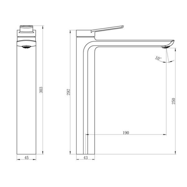 Brass Ceramic Cartridge Bathroom Basin Mixer Tap Chrome Black High Spout