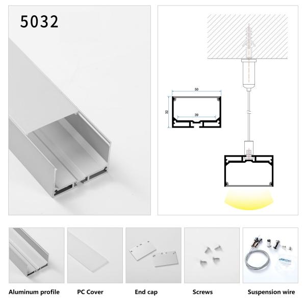 Hanging Lighting Suspended Aluminum Led Profile U Shape Lighting Fixture