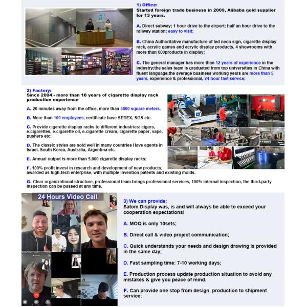 Customized Wall Metal Cigarette Display Stand With Top Light Box And Large Storage Cabinet