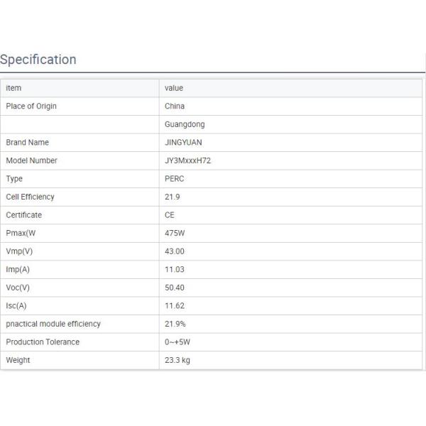 JINYUAN Solar Panels 440W 445W 450W 455W 460W 465W 470W 475W For Solar Energy System