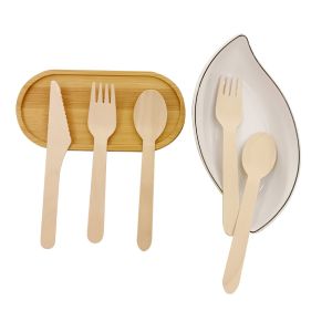 Eco Friendly Disposable Bamboo Cutlery Portable Disposable Tableware Set