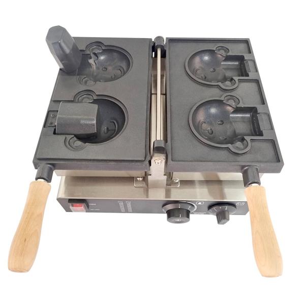 Commercial Waffle Maker Cartoon Shape Electric Snack Machine with Temp. Range 0-300'C