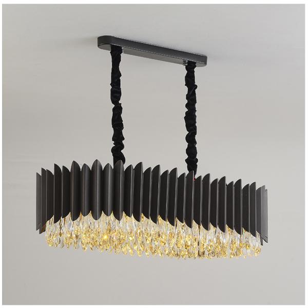 Black Led Chandelier Dining Room Oval Design Creative Kitchen Lamp interior decoration for home(WH-CY-186)