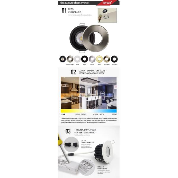 Bezel Interchangeable IP65 Recessed LED Downlight 8W Led Downlights