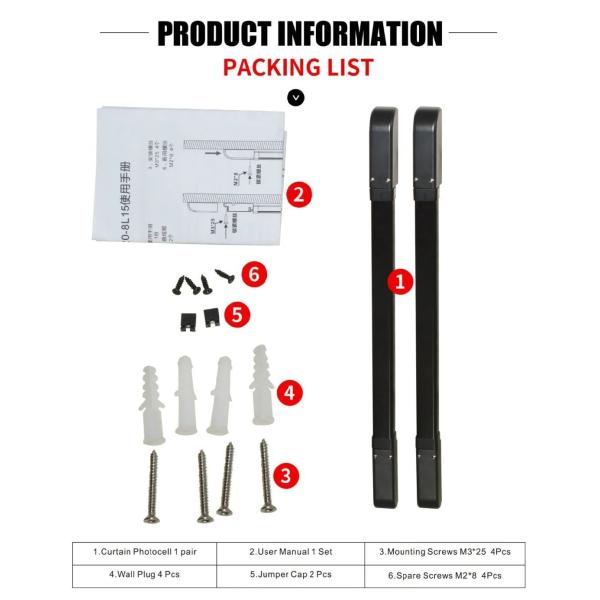 30cm Curtain Photocell Waterproof Photoelectric Sensor for Most Commercial and Industrial Door