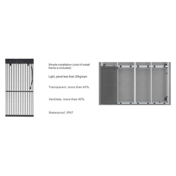 Transparent Mesh Glass Wall Panel P16.67 DIP Outdoor Led Curtain