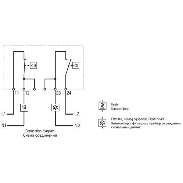 Open Closed Variable 10A Dual Room Temperature Thermostat With Red Temperature Dial