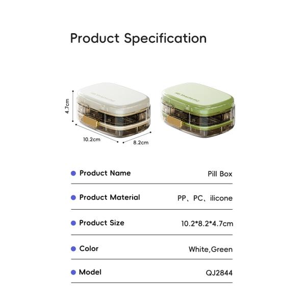 Travel Pill Organizer Box with Large Compartments Portable Pill Case Weekly Medicine Container for Vitamins Fish Oils Supplements