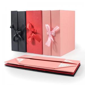 China OEM/ODM Custom Print Hard Paper Foldable Magnet Box Style Packaging Paper Box With Ribbon wholesale