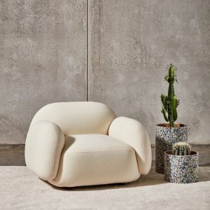 China 160cm Creative Leisure White Teddy Armchair Tufted Design wholesale