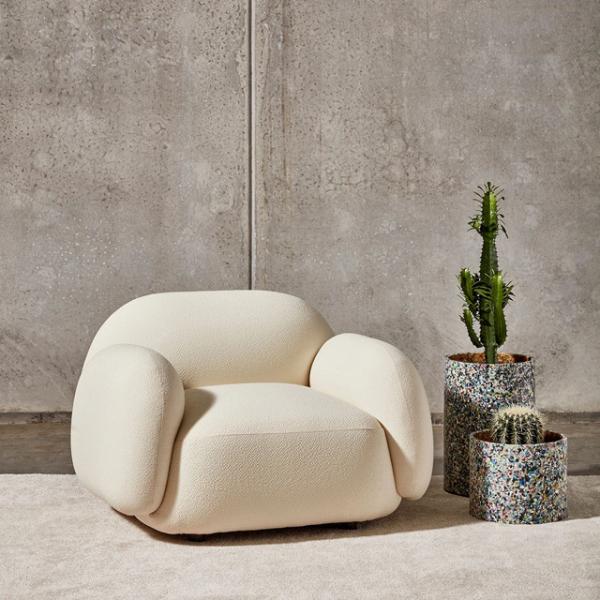 160cm Creative Leisure White Teddy Armchair Tufted Design