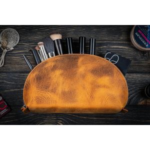 China Manufacturers Customize Factory Supply Tree Paste Leather High-End Cosmetic Bag First Layer Cowhide Large Capacity Cosmetic Storage Bag MAKEUP BAG wholesale