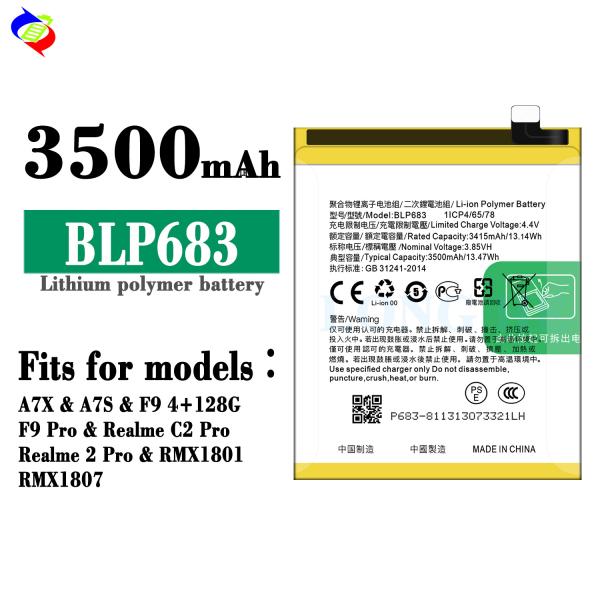 High Capacity 3500mAh BLP683 A7X/A7S F9pro F9 4 128G Mobile Phone Battery for OPPO F9