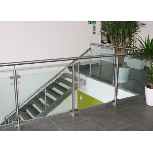 Mirror Balcony Stainless Steel Glass Balustrade , Residential Glass Railing