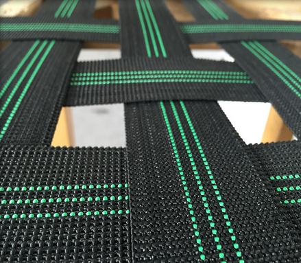 Indian Style Sofa Elastic Webbing 68g/M Black Color With 3 Green Lines