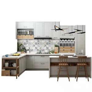 China Built-In Wood Modular Plywood Cupboard Finish Classical Kitchen Cabinets on sale