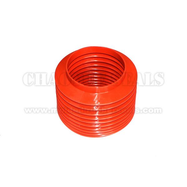 104 mm 160mm Length Red Color Silicone Rubber Bellow Seal For Fluid Equipment Shrink Range 90-390 mm