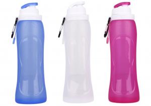 China Blue Workout Water Bottles 500ML Foldable Silicone Sports Bottle wholesale