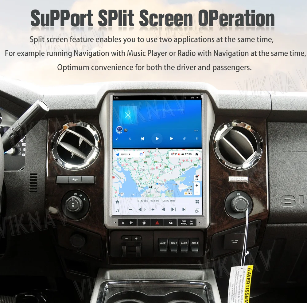 Viknav 12.1Inch Android Touch Screen Car Radio Ford F250 2013 2014 Carplay Auto Stereo Aftermarket Head Unit Video Player