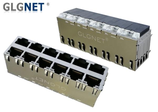 Quality Class Filled PBT LAN RJ 45 Connector 2 x 6 Stacked Magnetic RJ45 Connector for sale